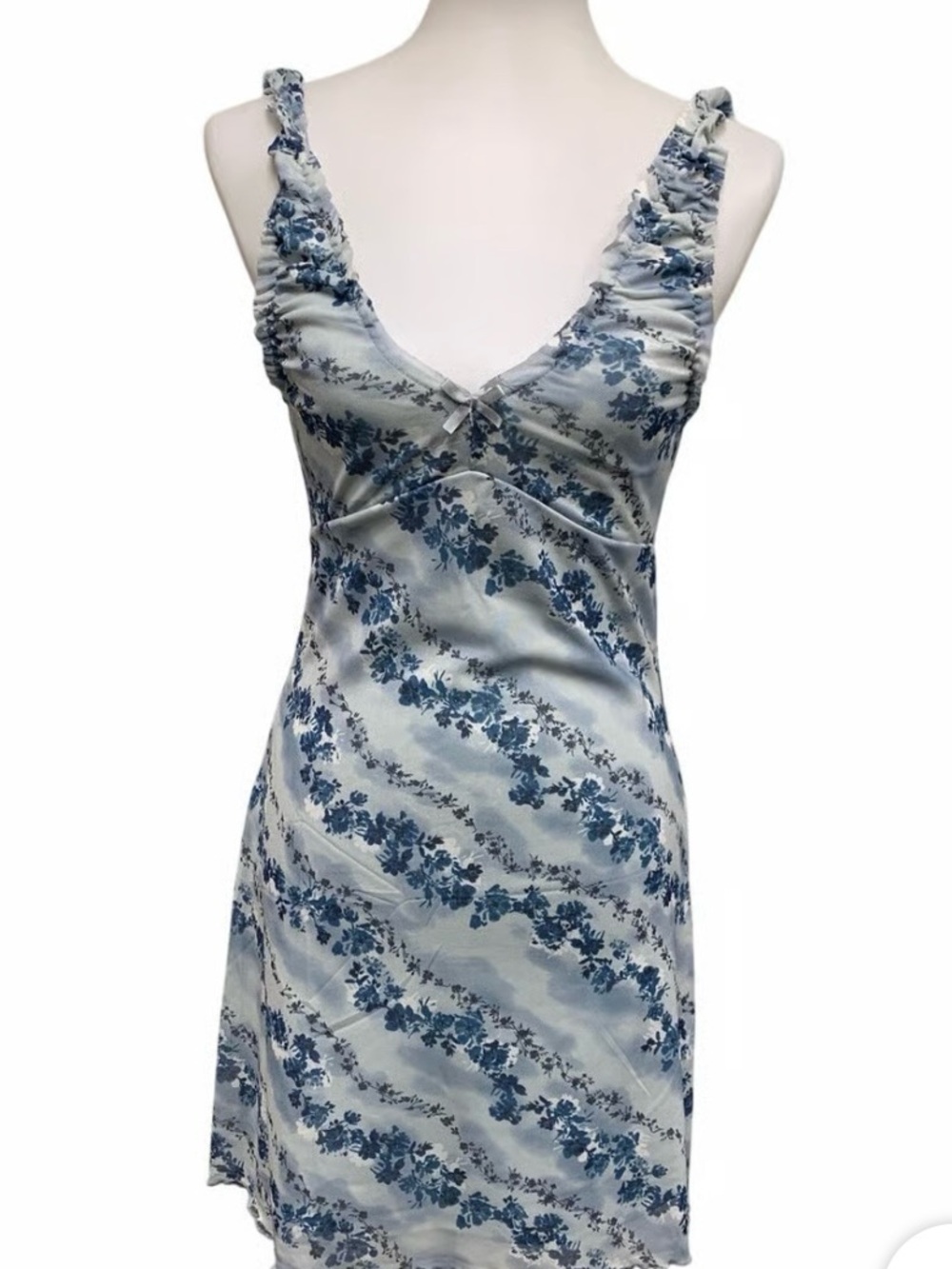 Hippie rose blue/grey cottagecore mini dress